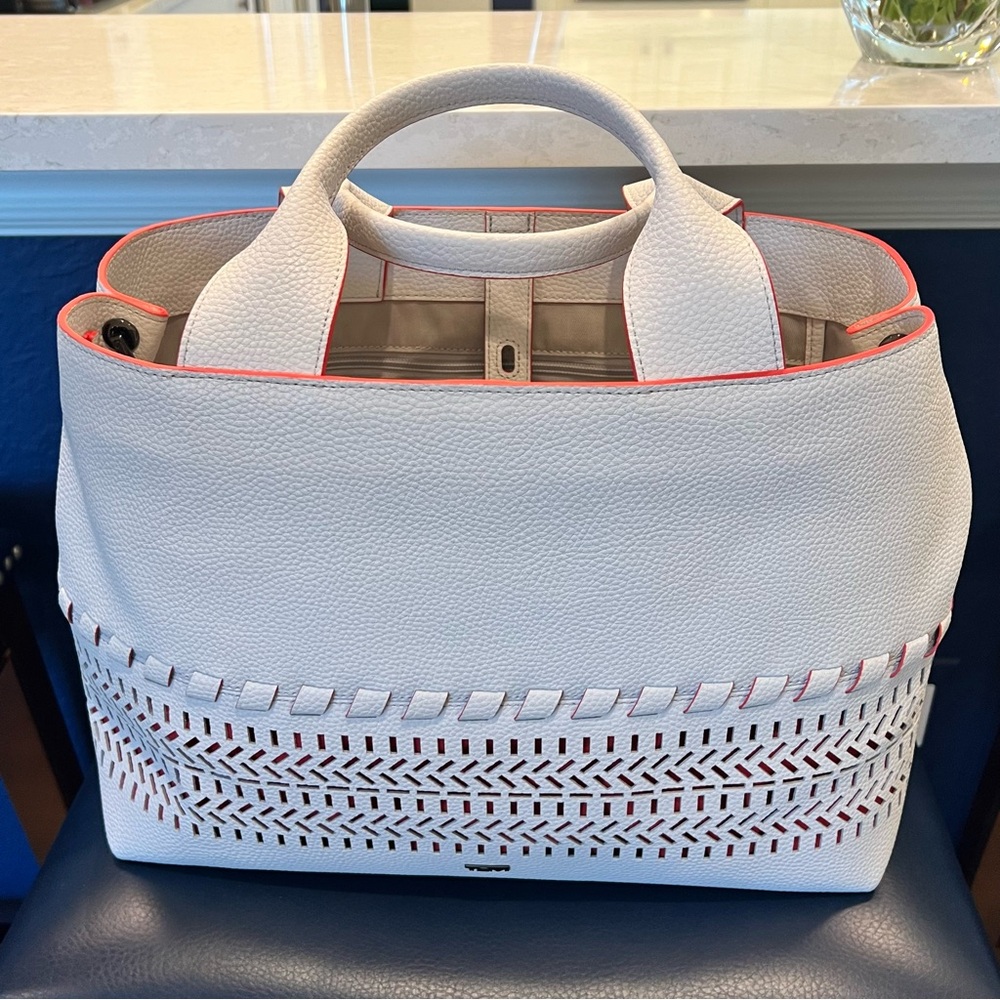 Tumi NWOT Elegant White and Red Tote Bag